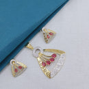 Lucentarts Jewellery Royal American Diamond Pendant Set