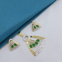 Lucentarts Jewellery Royal American Diamond Pendant Set