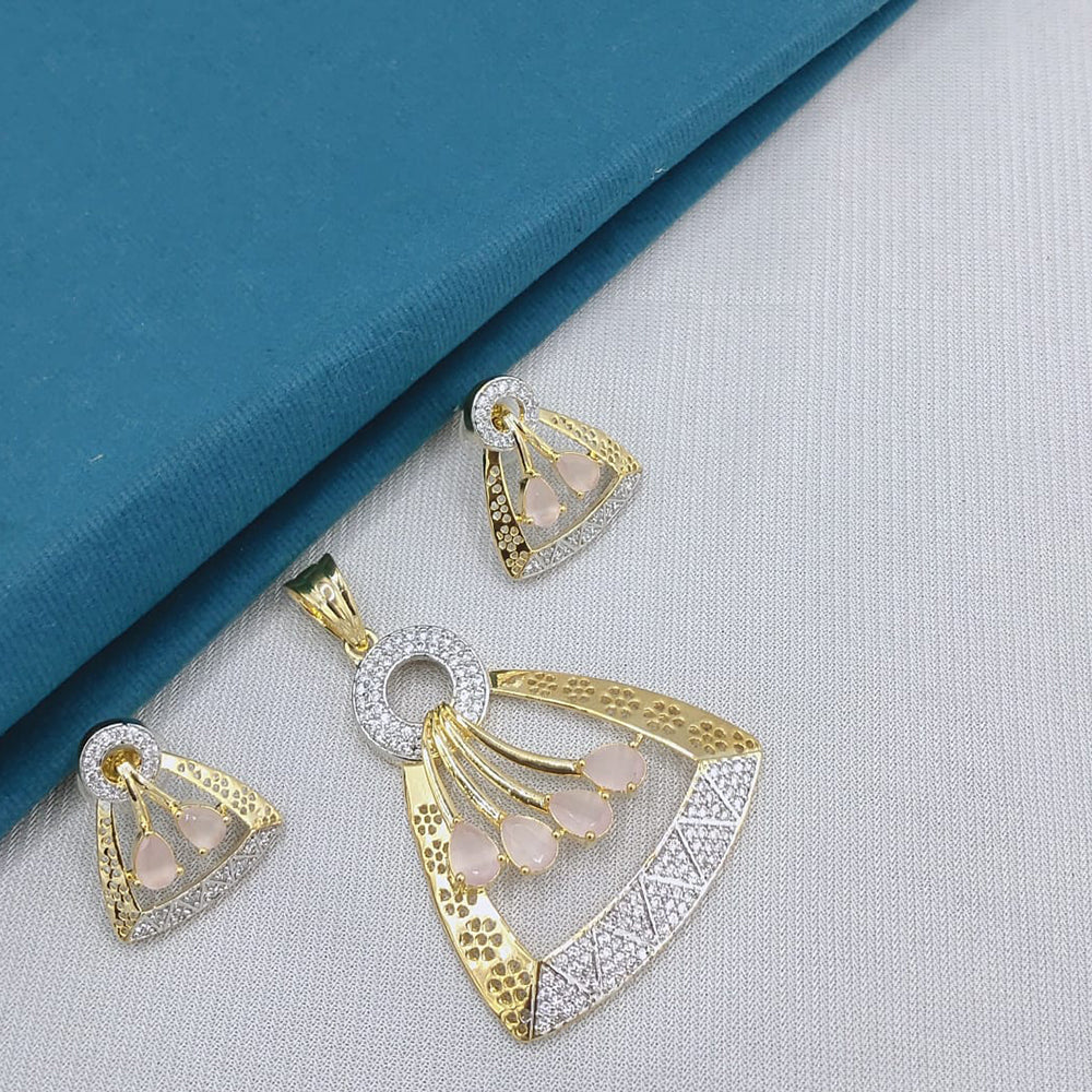 Lucentarts Jewellery Royal American Diamond Pendant Set