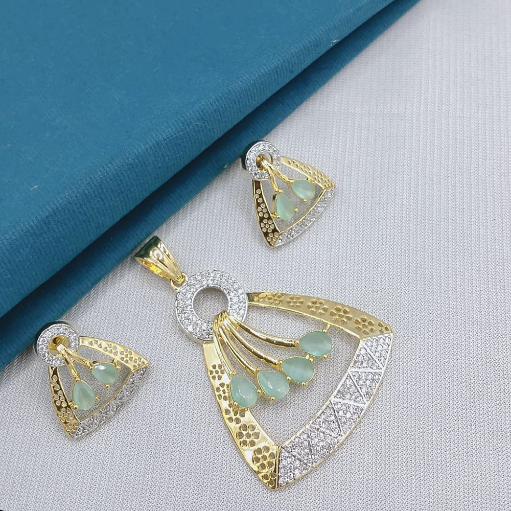 Lucentarts Jewellery Royal American Diamond Pendant Set