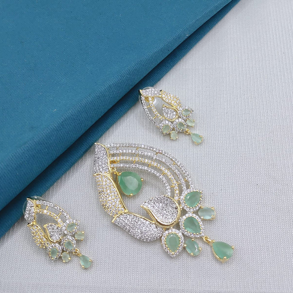 Lucentarts Jewellery Royal American Diamond Pendant Set