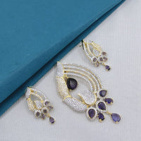 Lucentarts Jewellery Royal American Diamond Pendant Set