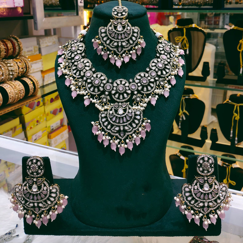 Lucentarts Jewellery Designer Kundan Stone Pearl And Beads Necklace Set