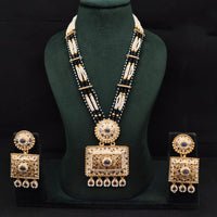 Lucentarts Jewellery Royal Crystal Stone And Pearl Meenakari Long Necklace Set
