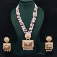 Lucentarts Jewellery Royal Crystal Stone And Pearl Meenakari Long Necklace Set