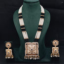 Lucentarts Jewellery Royal Crystal Stone And Pearl Meenakari Long Necklace Set