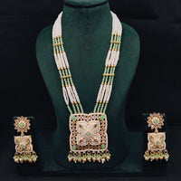 Lucentarts Jewellery Royal Crystal Stone And Pearl Meenakari Long Necklace Set