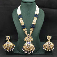 Lucentarts Jewellery Royal Crystal Stone And Pearl Meenakari Long Necklace Set