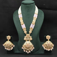 Lucentarts Jewellery Royal Crystal Stone And Pearl Meenakari Long Necklace Set