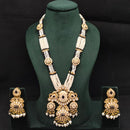 Lucentarts Jewellery Royal Crystal Stone And Pearl Meenakari Long Necklace Set