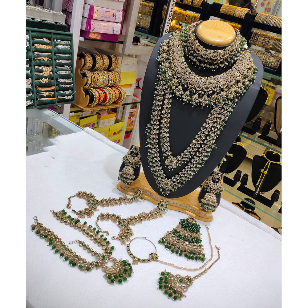 Lucentarts Jewellery Maharani Style Austrian Stone And Beads Bridal Set