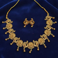 Lucentarts Jewellery Pota Stone and Beads Temple Necklace Set With Goddess Motifs