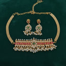 Lucentarts Jewellery Heritage Pota Stone And Crystal And Pearl Choker Necklace Set