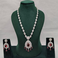 Lucentarts Jewellery Eternia American Diamond And Crystal Long Necklace Set