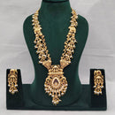 Lucentarts Jewellery Aavahan Pota Stone And Pearl Necklace Set With Elephant Motifs