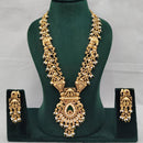 Lucentarts Jewellery Aavahan Pota Stone And Pearl Necklace Set With Elephant Motifs