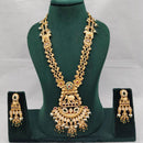 Lucentarts Jewellery Aavahan Pota Stone And Pearl Long Necklace Set With Elephant And Flower Motifs