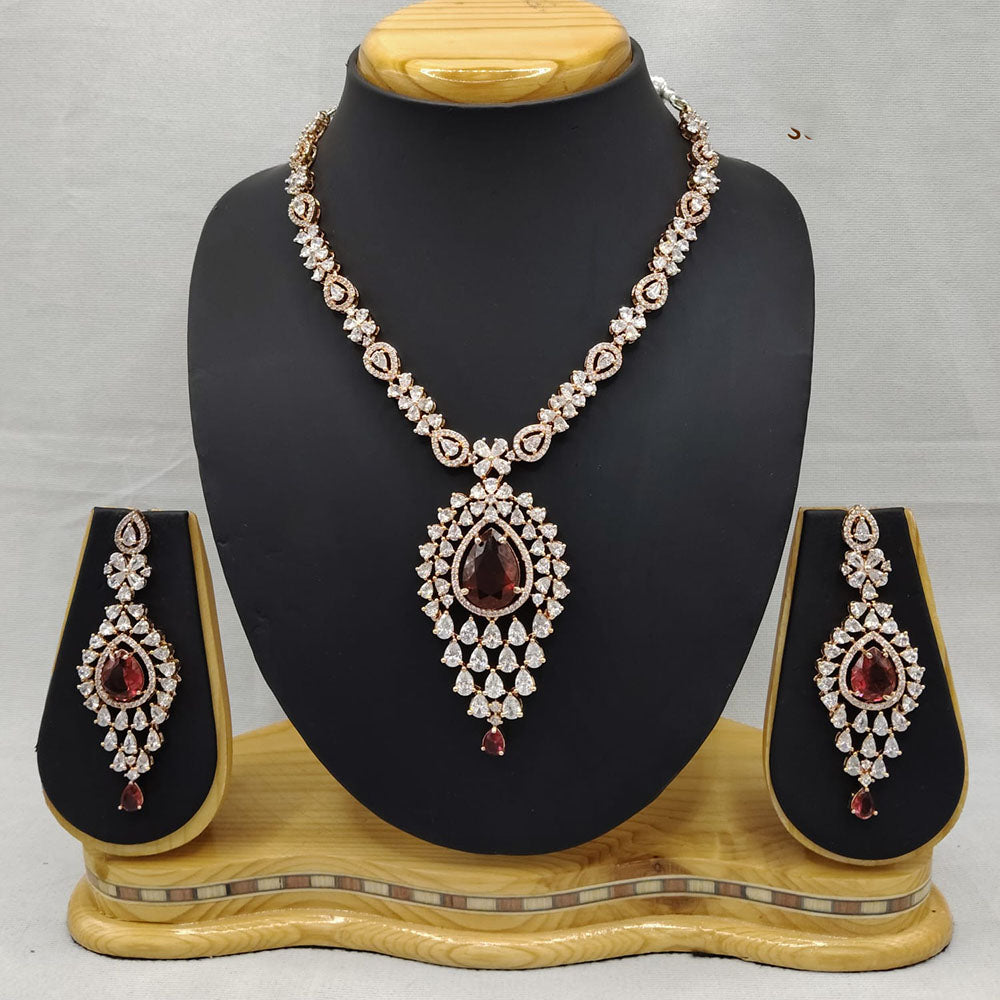 Lucentarts Jewellery Enigma American Diamond And Austrian Stone Necklace Set