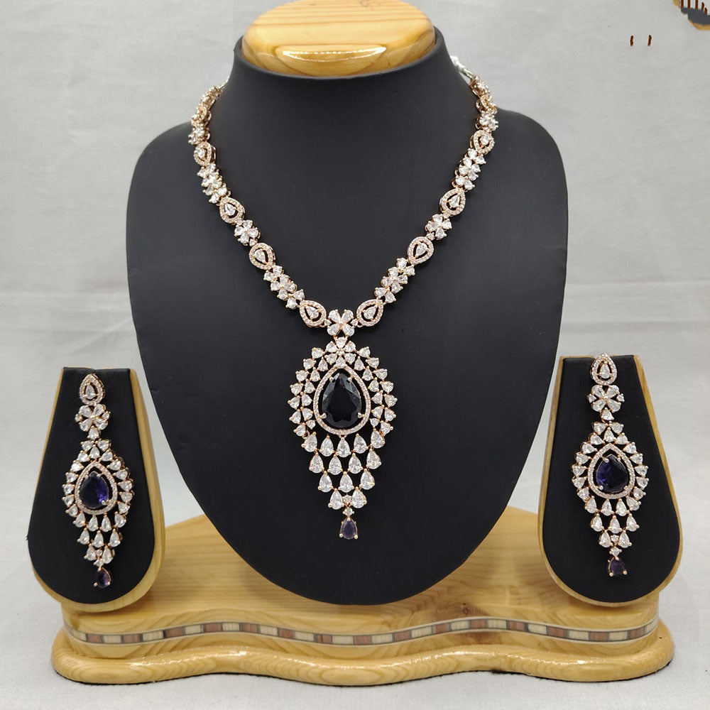 Lucentarts Jewellery Enigma American Diamond And Austrian Stone Necklace Set
