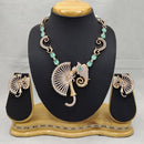 Lucentarts Jewellery Ecstatica American Diamond And Austrian Stone Necklace Set With Elephant Motifs