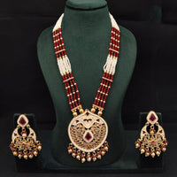 Lucentarts Jewellery Heritage Meenakari And Pota Stone And Pearl Long Necklace Set