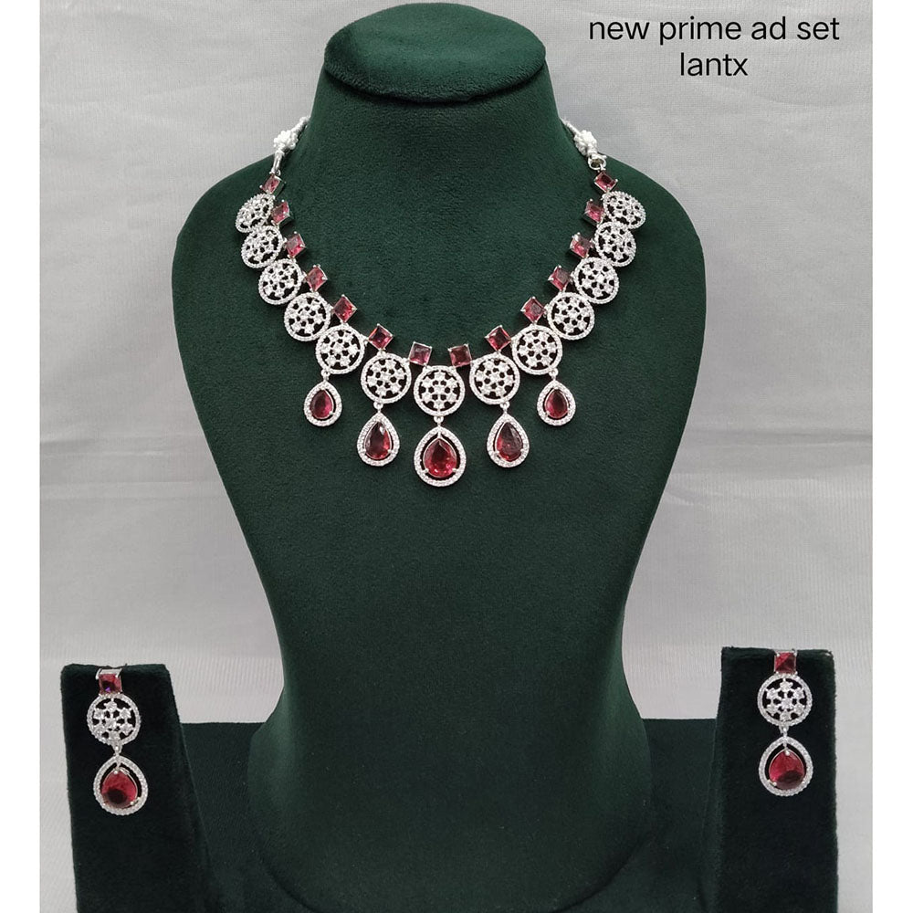 Lucentarts Jewellery Grand Luxury  American Diamond Sparkle Necklace Set