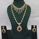 Lucentarts Jewellery Grand Luxury  American Diamond Sparkle Double Necklace Set