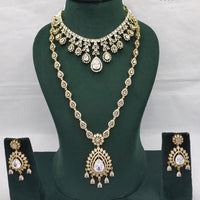 Lucentarts Jewellery Grand Luxury  American Diamond Sparkle Double Necklace Set