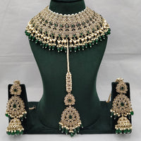 Lucentarts Jewellery Designer Heavy Choker Necklace Set with Crystal Stones, Pearls and Beads