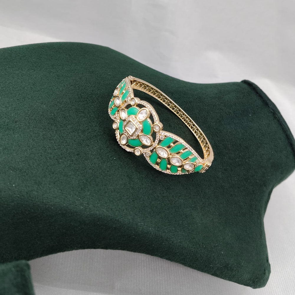 Lucentarts Jewellery Handcrafted Polki Kundan Stone Meenakari Adjustable Wrist Bracelet