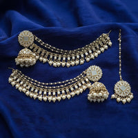 Lucentarts Jewellery Elegant Mirror Pearl And Beads Jhumki Earrings With Maangtikka
