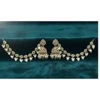 Lucentarts Jewellery Elegant Austrian Pearl And Beads Jhumki Earrings With Maangtikka