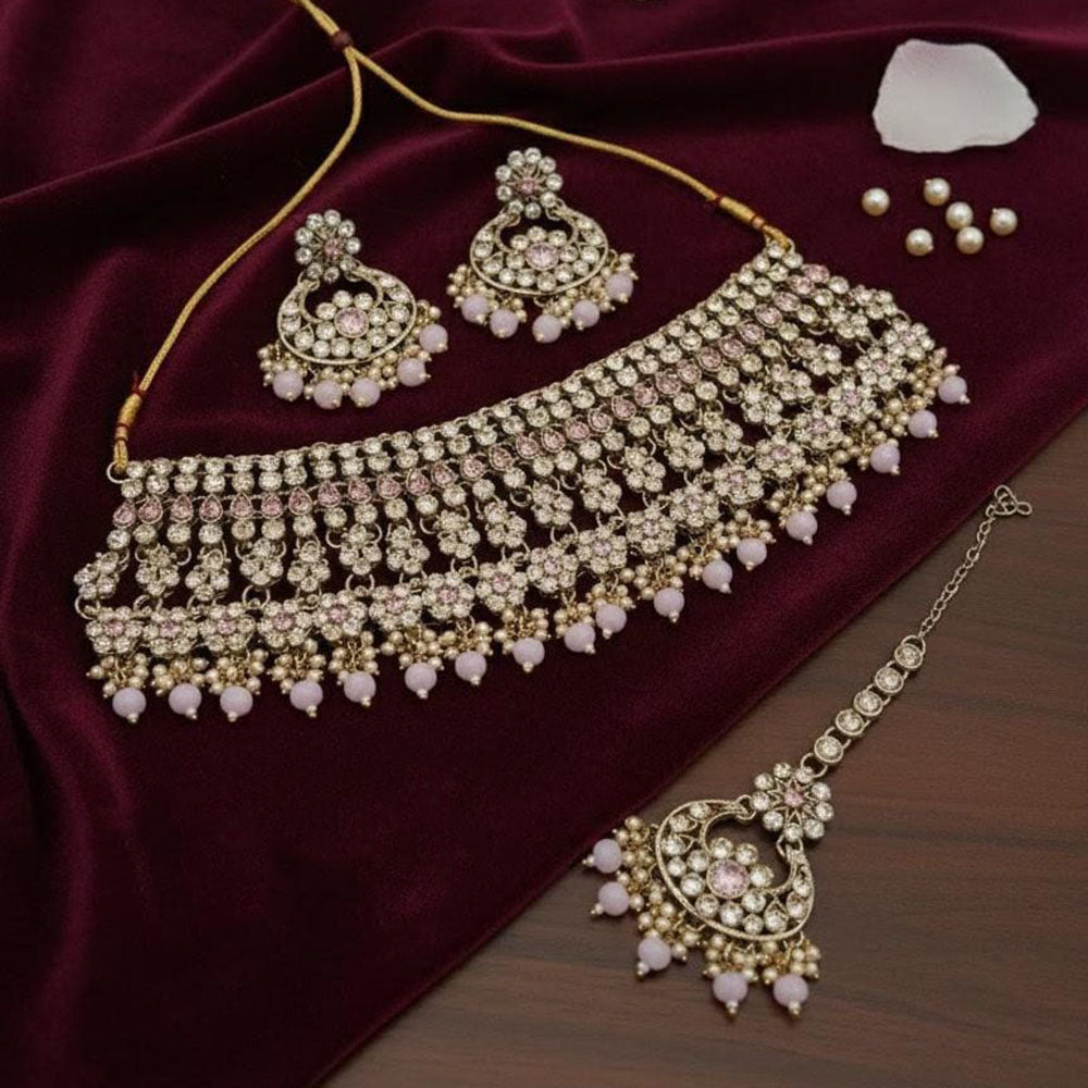 Lucentarts Sparkling Austrian Stone And Beads Choker Necklace Set