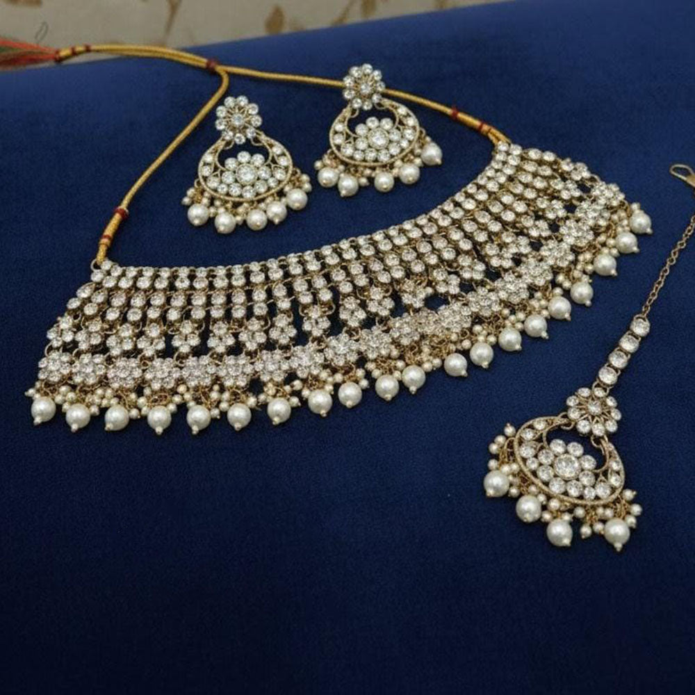 Lucentarts Sparkling Austrian Stone And Beads Choker Necklace Set