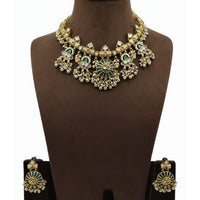 Lucentarts Jewellery Premium Pota Stone And Pearl Designer Necklace Set