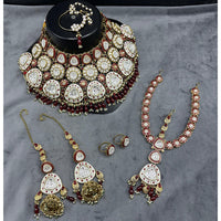 Lucentarts Jewellery Kundan And Beads Meenakari Semi Bridal Necklace Set