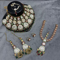 Lucentarts Jewellery Kundan And Beads Meenakari Semi Bridal Necklace Set
