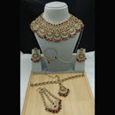Lucentarts Jewellery Royal Crystal Stone And Pearl Semi Bridal Necklace Set