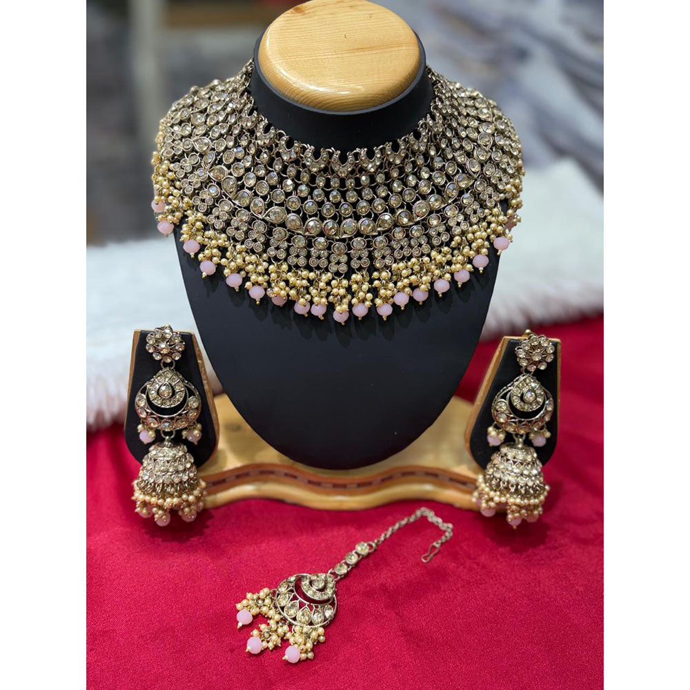 Lucentarts Jewellery Graceful Austrian Stone And Pearl Choker Necklace Set