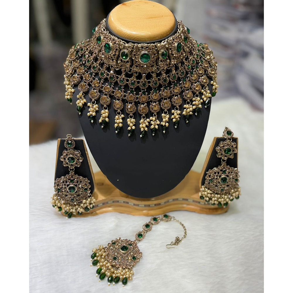 Lucentarts Jewellery Graceful Austrian Stone And Pearl Choker Necklace Set