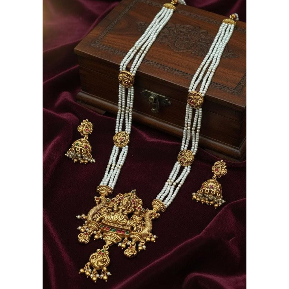 Lucentarts Jewellery  South Temple Pota Stone Pearl Long Necklace Set