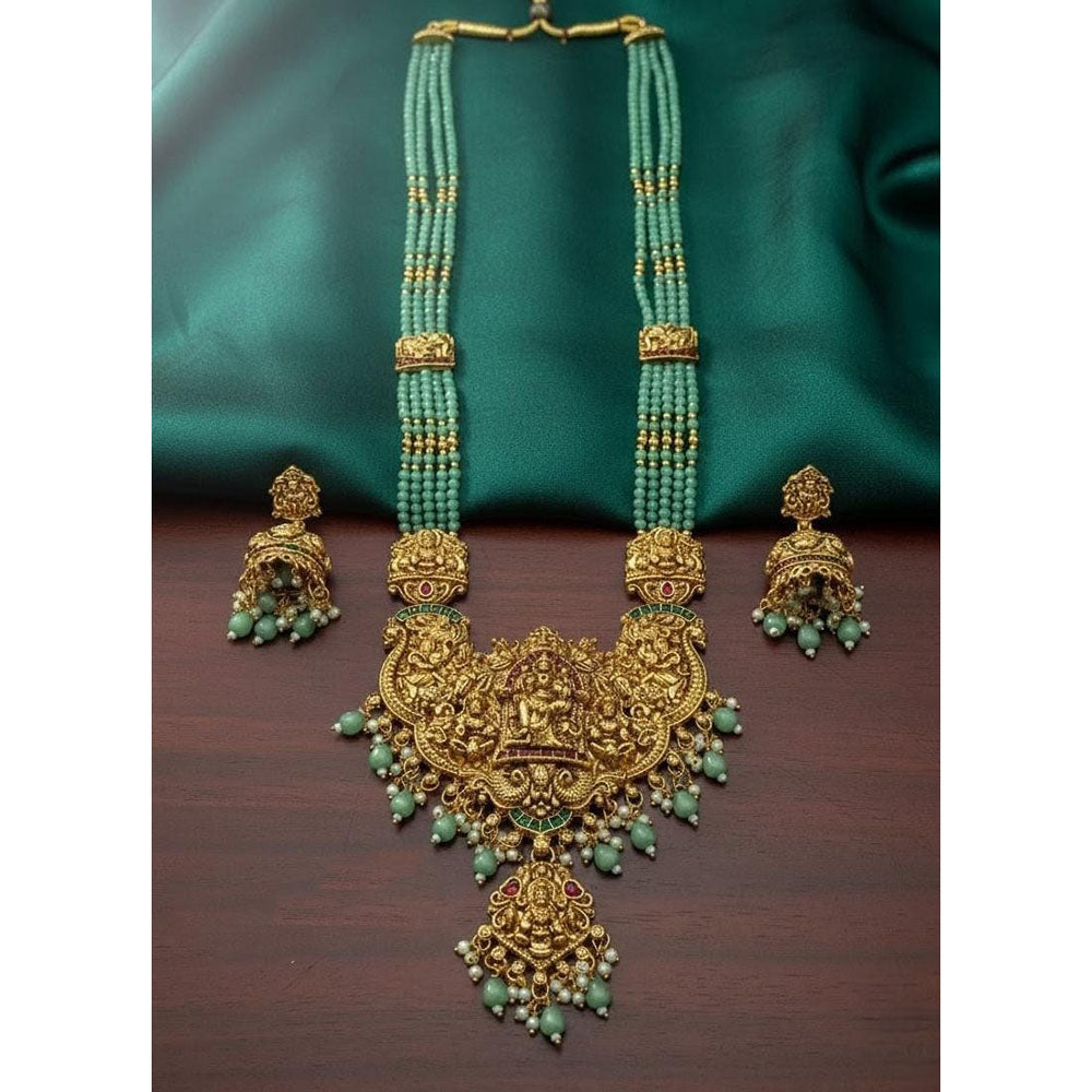 Lucentarts Jewellery  South Temple Pota Stone Pearl Long Necklace Set