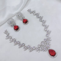 Lucentarts Jewellery Sparkling American Diamond Necklace Set
