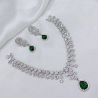 Lucentarts Jewellery Sparkling American Diamond Necklace Set