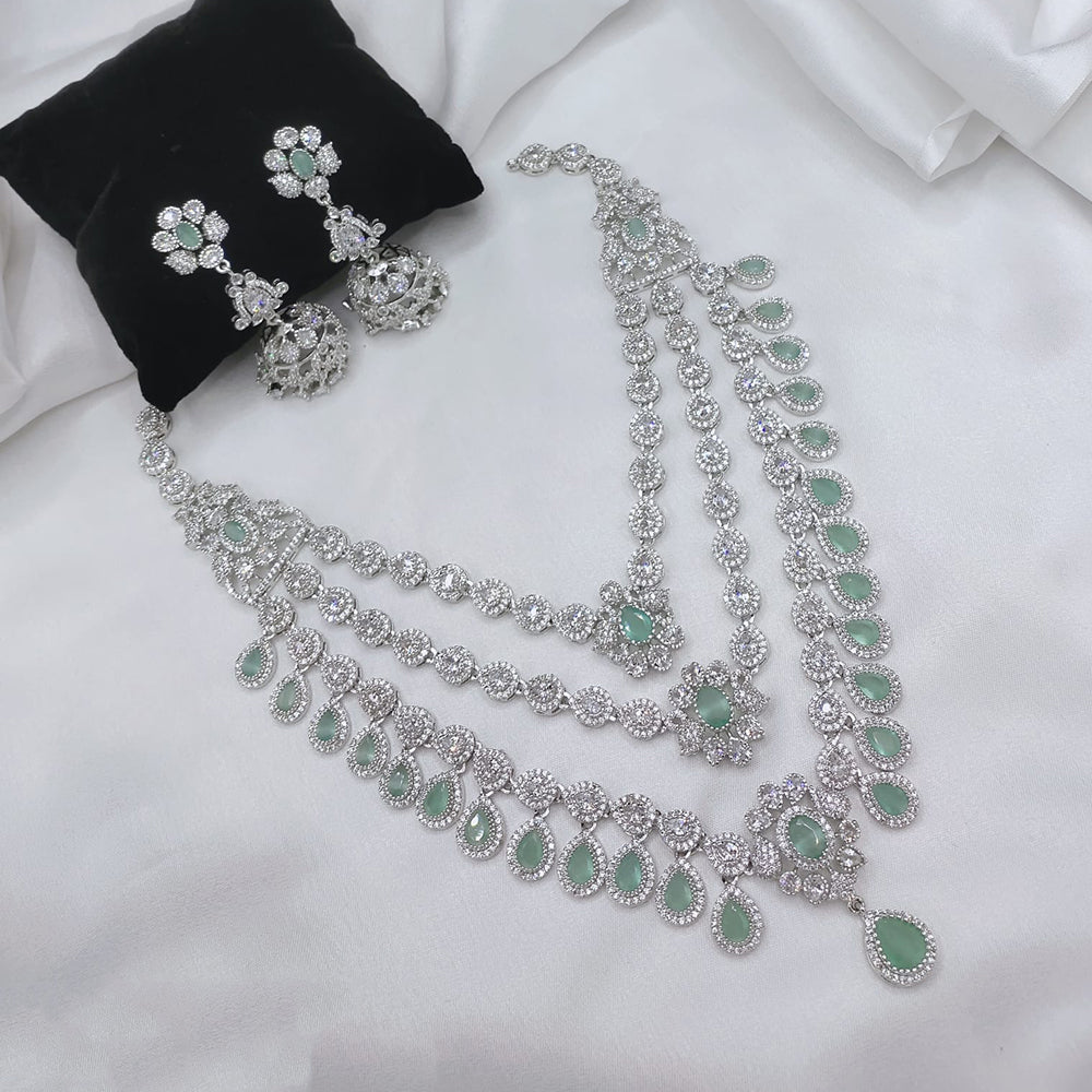 Lucentarts Jewellery Sparkling American Diamond Necklace Set
