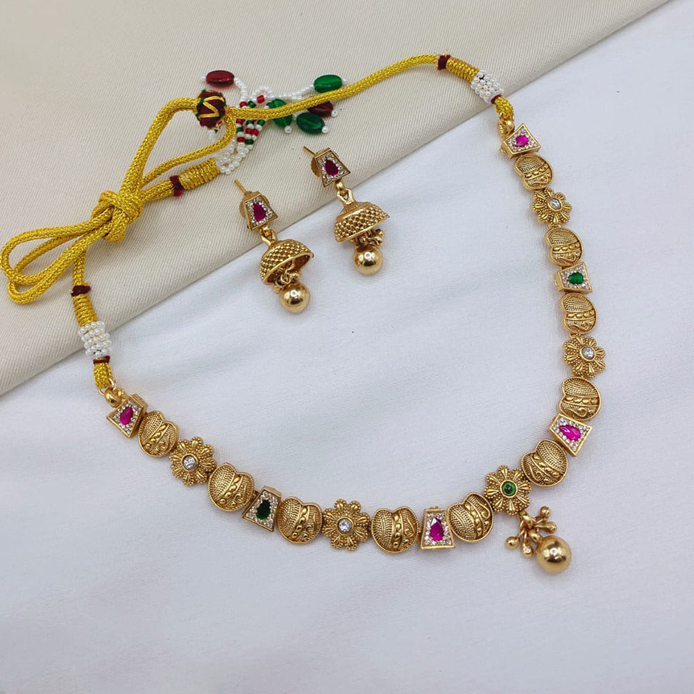 Lucentarts Jewellery Premium Pota Stone And Pearl Designer Necklace Set