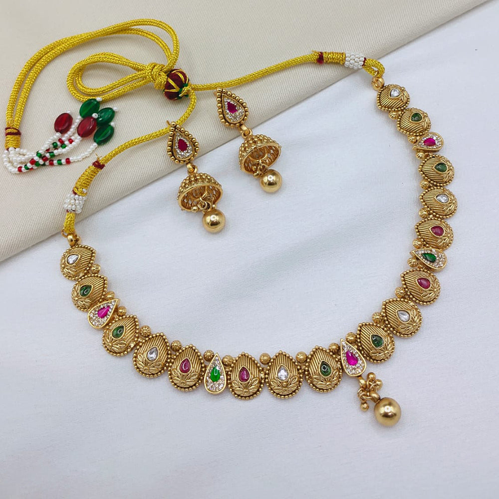 Lucentarts Jewellery Premium Pota Stone And Pearl Designer Necklace Set