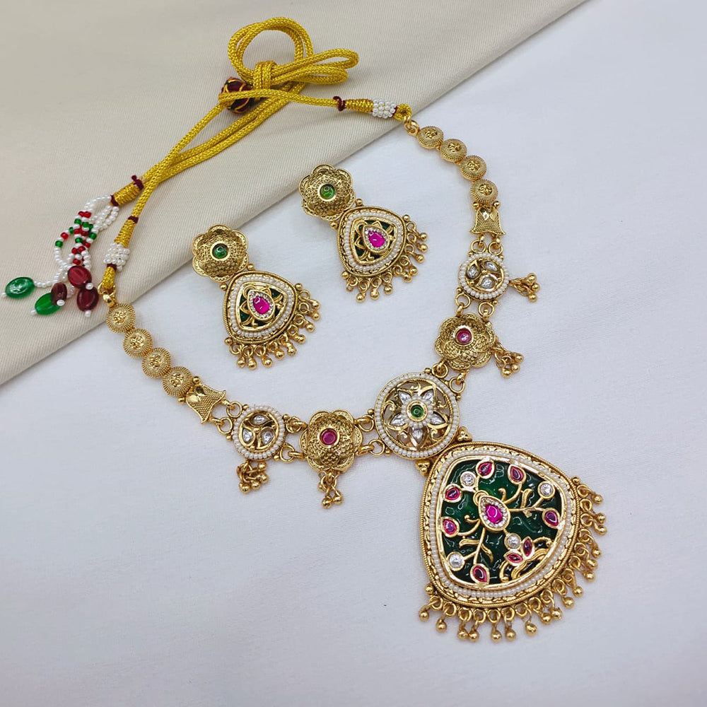 Lucentarts Jewellery Heritage Pota Stone And Pearl Designer Necklace Set