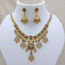 Lucentarts Jewellery Traditional Pota Stone And Pearl Designer Necklace Set
