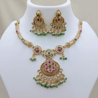 Lucentarts Jewellery Premium Pota Stone And Pearl Designer Necklace Set